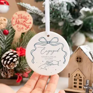 Custom Engagement Ornament – Personalized Engaged Hanging Decor, Engaged 2025 Keepsake, Wedding & Valentines Day Gift