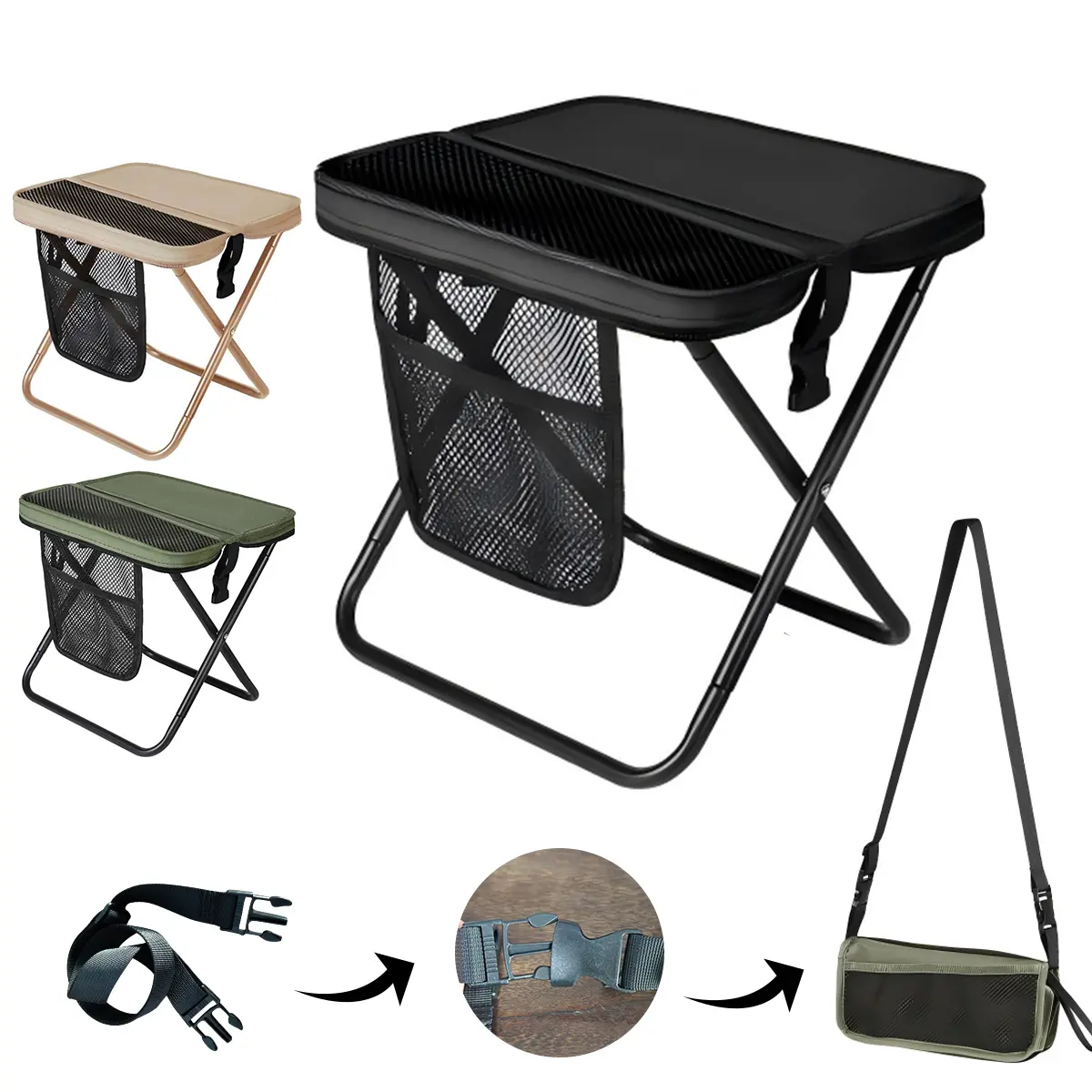 [TikTokShopSummerSale] Foldable Camdoor Outdoor Chair - Lightweight 1.5lbs Portable Seat, Heavy Duty 400lb Max Load, Dual Velcro Side Pockets, Shoulder Carry Strap for Hiking, Picnic Gifts