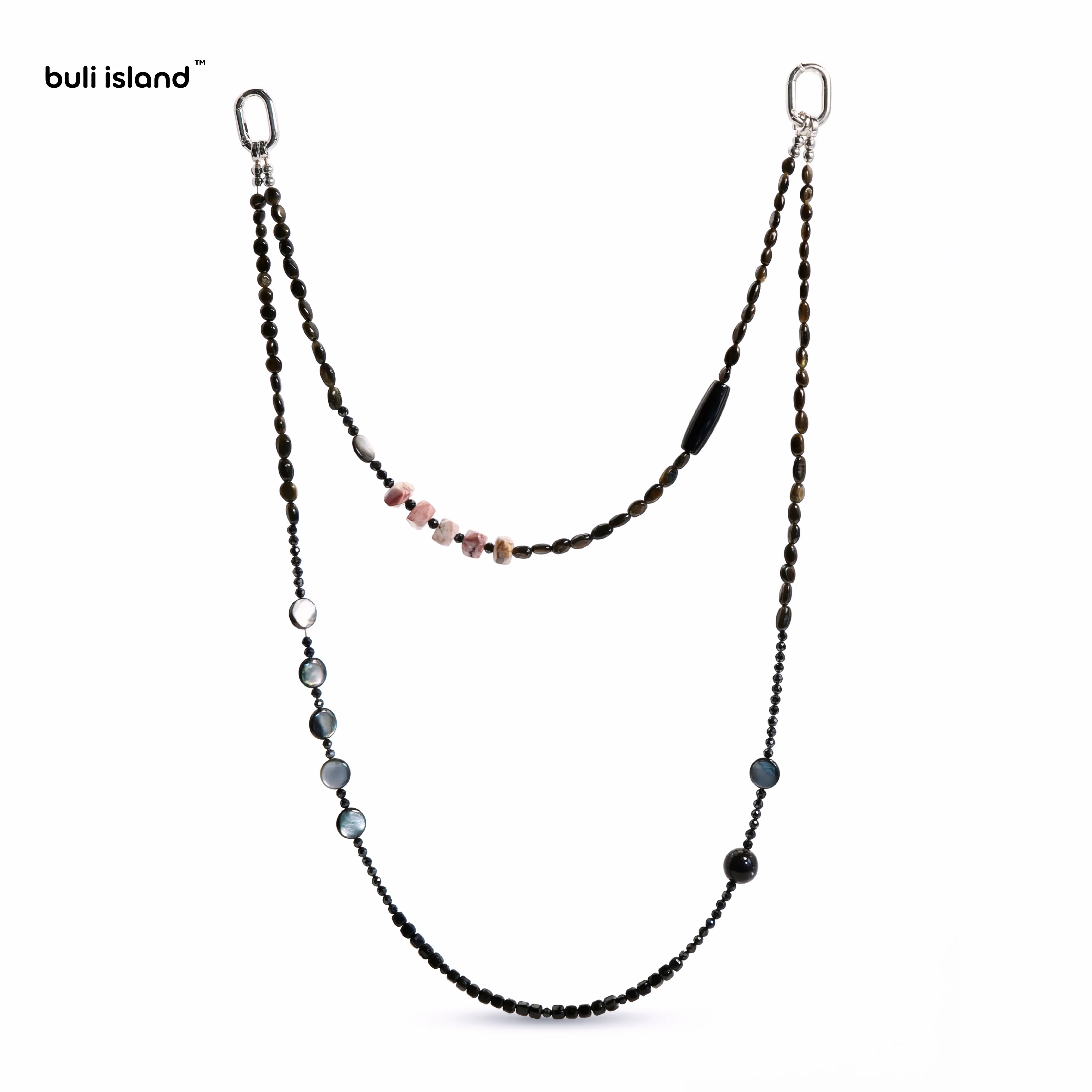 buli island Clear Focus Natural Raw Stone Beaded Crossbody Phone Lanyard, Hands-Free Anti-Lost Chain & Glasses Necklace for Women, Daily Travel Accessory