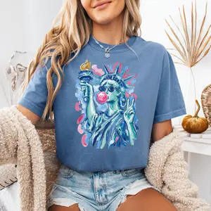 Statue of Liberty New York Patriot 4th of July DTG Comfort Color T-shirt