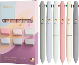 Multicolor Pens, 4-In-1 Colored Ballpoint Pen 0.5Mm Fine Point Smooth Writing,Nurse Accessories for Work,Gifts for Teen Girls,6-Count Ddaowanx