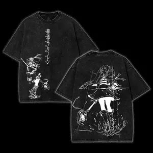 Frieren Beyond Journey's End Graphic Tee featuring Double-Sided Print Wash T-shirt Menswear Casual men Soft graphic tee Cotton Fabric Top Streetwear graphic tee merch unisex