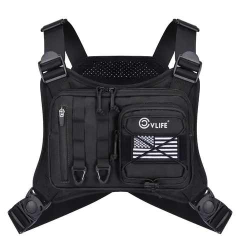 【NEW ARRIVAL COLORS】CVLIFE Men's Polyester Tactical Chest Bag for Adults - Holster Pocket, Lightweight Pockets, Adjustable Chest Harness, EDC Rig, Extra Storage, All Seasons, Great for Cycling, Hiking, Workouts