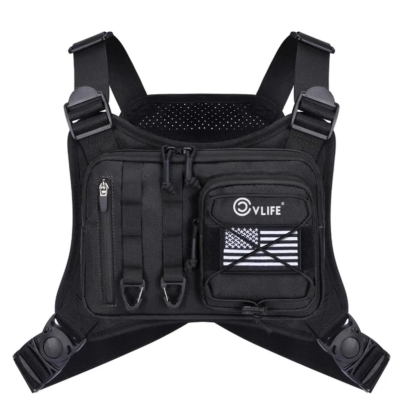 【NEW ARRIVAL COLORS】CVLIFE Men's Polyester Tactical Chest Bag for Adults - Holster Pocket, Lightweight Pockets, Adjustable Chest Harness, EDC Rig, Extra Storage, All Seasons, Great for Cycling, Hiking, Workouts