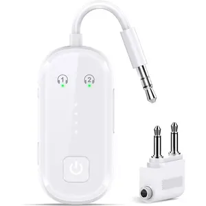 6.0 Transmitter Receiver,Airplane Adapter for  Airpods,2 Headphones Support, Transmitter for TV/Travel Flight, Receiver for / Stereo
