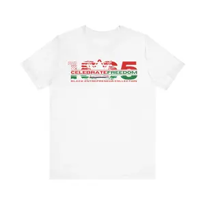 RED | 1865 | CELEBRATE FREEDOM  Short Sleeve Premium T-Shirt | Embedded Distressed Flag