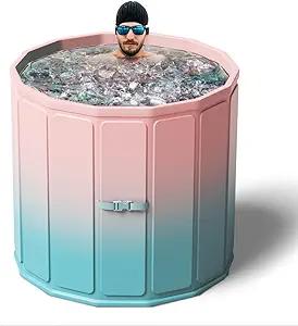 Portable Foldable Ice Bath Tub, Large Size 77 Gal, Fast Muscle Recovery, Home Outdoors Gyms, Quick Opening without Installation, No Water Leakage (Ice/Hot Universal) japanese  soaker  tub