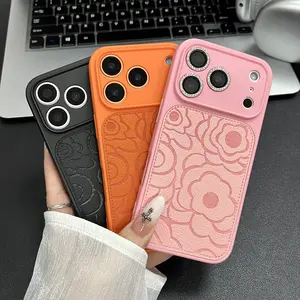 Elegant camellia-style phone case, compatible with the iPhone 17 Pro Max and iPhone 16/15/14/13 series. This leather-textured, shock-resistant case features charming details and a delicate camellia pattern.