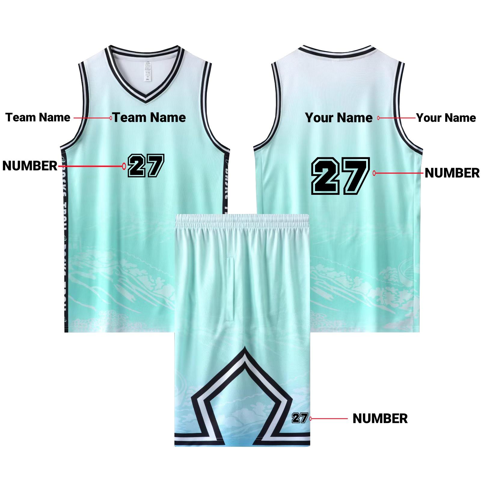 Personalized Luminous Custom Basketball Jersey Set, Fine Knitted Pattern, DIY Team Name & Number, for Team Training & Games