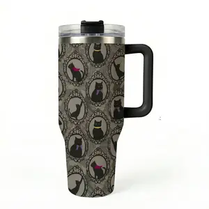 40oz Gothic Aesthetic Black Cat Insulated Tumbler, Drinkware,Double Wall Vacuum Stainless Steel Keeps Drinks Hot or Cold for Hours, Leak Proof Lid, Large Capacity Handle Mug for Cat Lovers and Unique Gift Fans