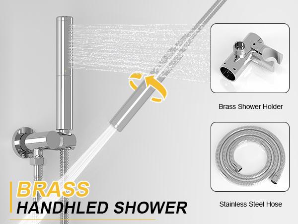 BESy Shower System with 10 Inch Round Rain Shower Head and Handheld Wall Mounted, High Pressure Rainfall Shower Faucet Fixture Combo Set with 2 in 1 Handheld Showerhead for Bathroom, Matte Black wall mount rain shower