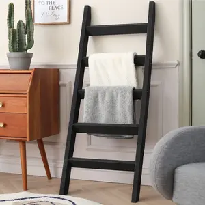 5ft 58" Multifunctional Storage Rack Solid Wood Ladder Farmhouse Country Style Wooden Blanket Ladder Wall Reclining Blanket Quilt Towel Kitchenware Christmas Ribbon Cabinet Display Decoration Hanger Bathroom Living Room Kitchen Bedroom Daily Home Holiday