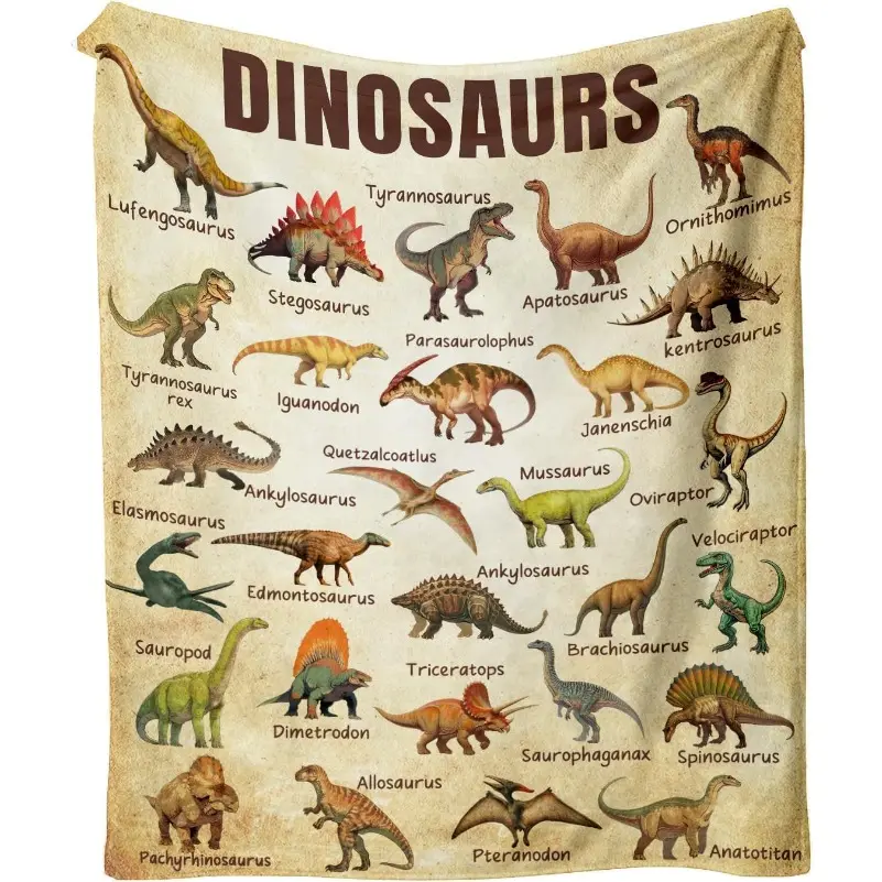 Dinosaur Blanket for Kids, Educational Gifts for Dinosaur Lovers Children Boy Girl, Jurassic World Dinosaurs Throw Blanket Ultra-Soft Skin-Friendly for Sofa Bed Home Dino Room Decor