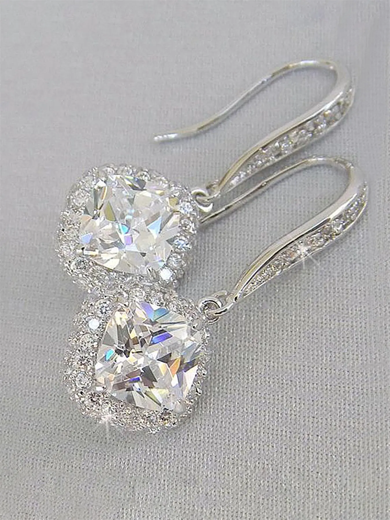 Fashion Heart Shaped Rhinestone Decorated Dangle Earrings, Elegant Earring Stacking Set for Women, Trendy All-match & Exquisite Jewelry for Birthday Gift, High Quality Earrings, Trendy Fashionable Accessories