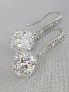 Fashion Heart Shaped Rhinestone Decorated Dangle Earrings, Elegant Earring Stack for Women, Trendy All-match & Exquisite Jewelry for Birthday Gift, High Quality Earrings