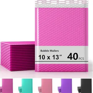 10 x 13 Inch Bubble Mailer 40 Pack Waterproof Padded Envelopes with Strong Self-Seal Adhesive Cushioning Shipping Bags for Small Business Bright Colors