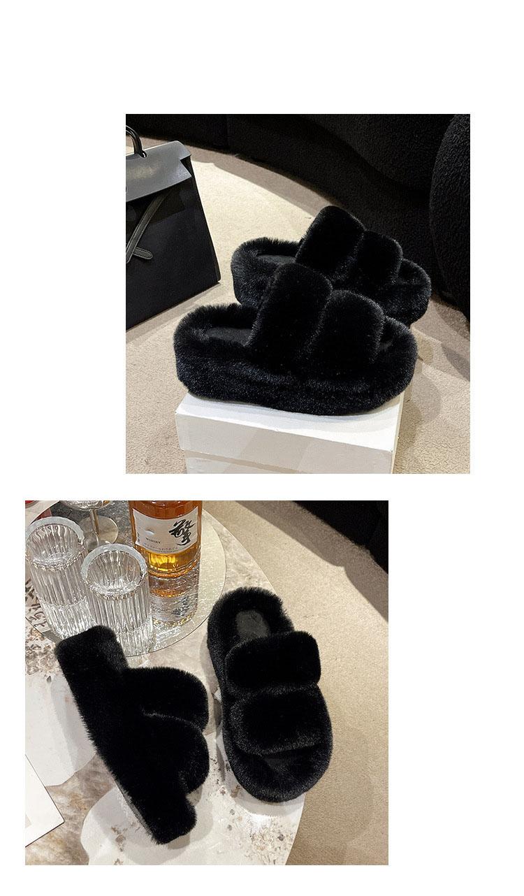 Women's Plush Open-Toe Mule Slippers with Thick Sole - Comfortable & Warm for Home & Casual Outings