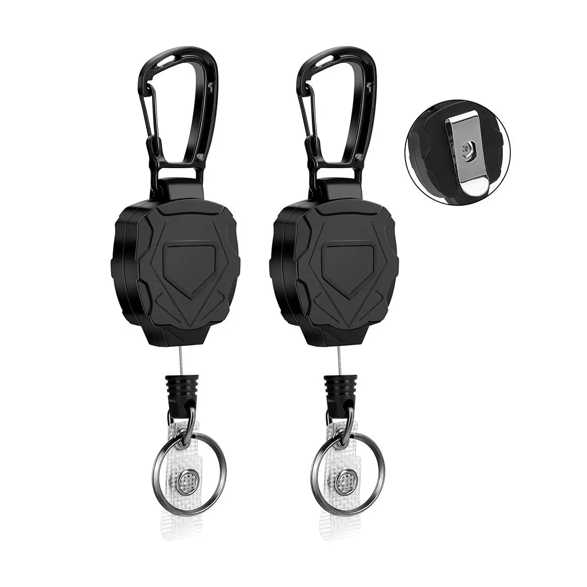 Retractable Badge Holder, 2 Counts/set Badge Reel with Carabiner, Removable Cardholder, Identification Badges & Supplies for Office, School, Outdoor, Replacement Badge Set, Badge Reels Retractable