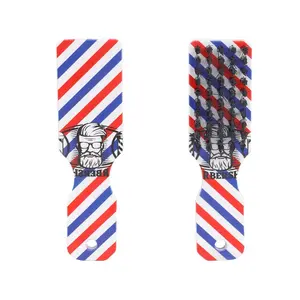Barber Stripe Logo Durable Handle Fade Brush for Barbershop Hair Cutting Neck Duster Fading Tool