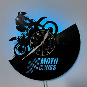 Motorcycle-style vinyl wall clock, suitable for home decoration, hotel decoration, company decoration, birthday gifts, festival gifts, graduation gifts, Christmas gifts, tabletop ornaments, sleep night lights, art collections