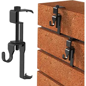 Stainless Steel Brick Wall Clips, Outdoor Heavy Duty Brick Hooks Clamp No Drill Brick Hangers Fit 1-3/4" to 2-1/2" Brick, 6 Packs