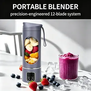 450ML Portable Juicer with LED Display, USB Rechargeable Handheld Juice Blender, 22000 RPM, Self-Cleaning, BPA-Free, for Smoothies and Juices – Perfect for On-the-Go & Gym, Ideal Summer Gift