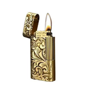 MYON Brand High-end Gold-plated Lighter, Vintage kerosene Lighter, one-piece Body, Birthday Gift With Box, for Cigarette Lighting, Collection (No fuel