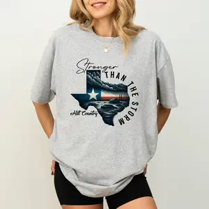 CherryCozy Stronger Than The Storm Graphic Tee, Stand By Texas Shirt, Pray For Texas Women T-shirt, Faith Based Clothing, Hill Country Strong Outfits
