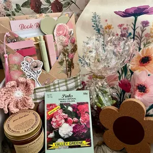 Spring Blind Date With a Book Box - Bookish gift bundle for book lovers - Themed bookmarks and stickers included with surprise book