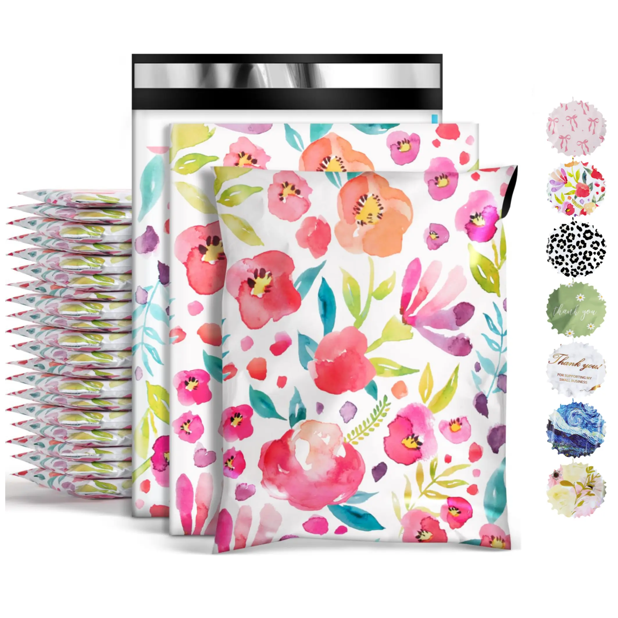 10/50/100 Pack Poly Mailers, Cute Packaging Envelope Mailers Polymailers Packaging for Small Business, Shipping Bags for Clothing Boutique Supplies with Self Seal Strip (Thank You)