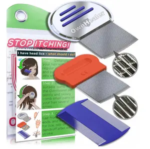 OWNHEALER Professional Lice Comb Kit - for Lice, Nits, and Dandruff Removal. Quick Results for Head Lice Treatment - Suitable for All Hair Types. Peine para piojos y liendres.