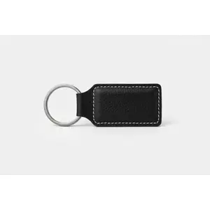 Custom Engraved Leatherette Keychain  Black/Silver. Engraving Rectangle | Personalized Gift