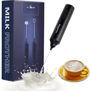 MF05 Rechargeable Milk Frother USB  Handheld  Maker with Stainless Balloon Whisk for Cappuccino, Latte, Bulletproof Coffee, Keto Diet, , Matcha (Black)