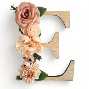 Blush Pink and Peach Floral Wooden Letter Wall Decor Custom Nursery Name Sign Hangable Lightweight Wooden Decoration