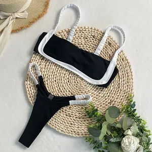 SERENECHIC 2025 Patchwork Bikini Set Sexy Brazilian Thong Swimwear Women's High Cut Micro Bathing Suit Adjustable Summer Beach