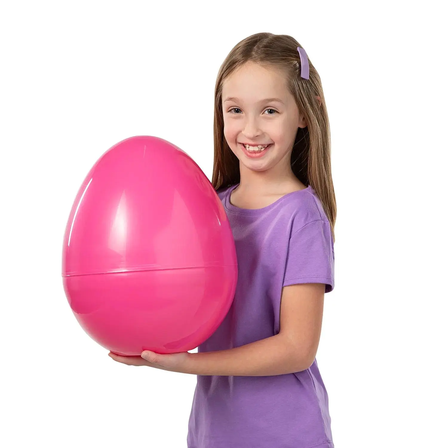 14" Jumbo Fillable Pink Plastic Easter Eggs - 6 Pc., Party Favors, Centerpiece Eggs for Plush Fits Inside