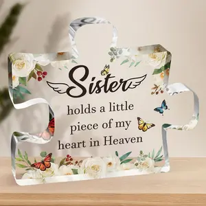 Sympathy Gifts for Loss of Sister, Sister Memorial Gifts Acrylic Puzzle Plaque, Bereavement Gifts for Loss of Sister, in Memory of Sister Gifts Remembrance Gifts Funeral Gifts
