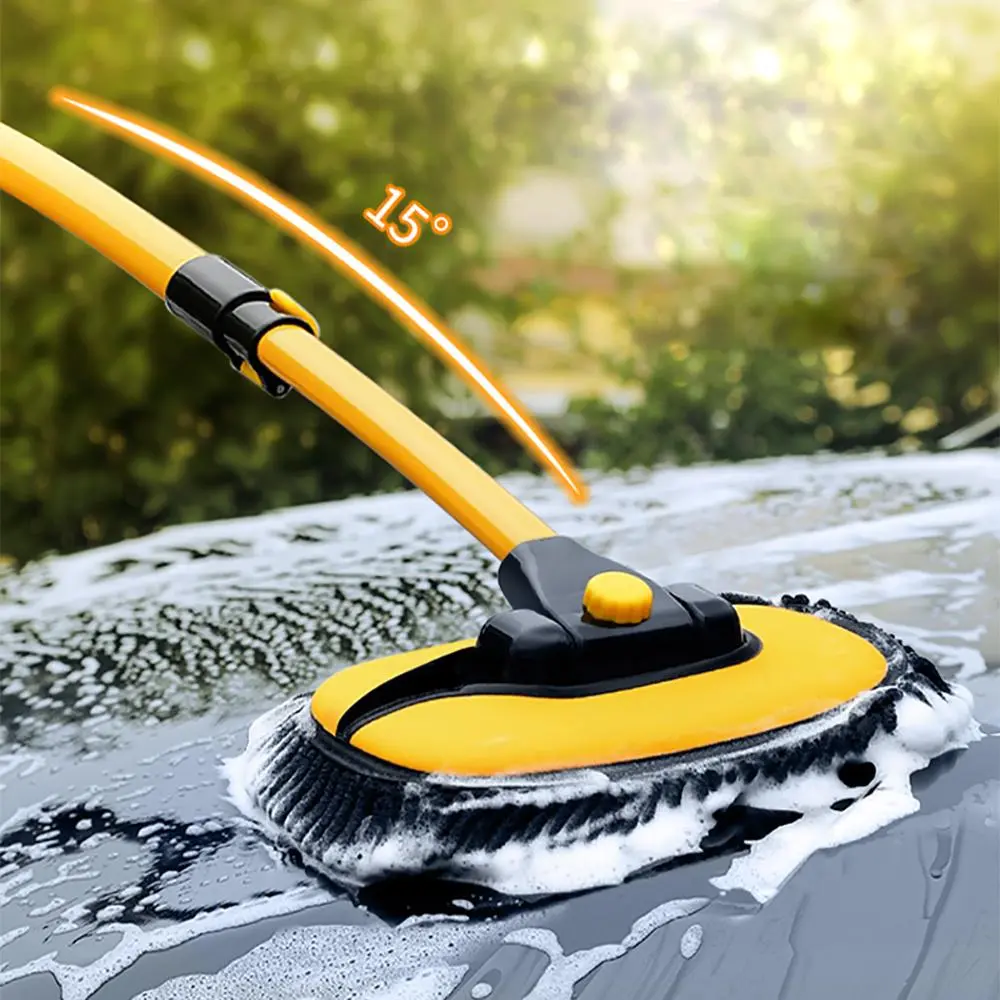 Car Wash Brush with 15° Bendable Handle Extender, Car Cleaning Tool, Car Detailing Brush, Dual Use Car & Home, Ultrafine Fiber, Long Handle, Strong Absorption, Ergonomic Soft Cleaning, Car Detailing Tools, Car Detailing Supplies, Car Washing Brush
