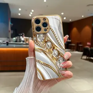 Glass Phone Case Cover for iPhone Models 7-17 Series, High-Quality Design, Trendy Golden Texture, Perfect Fit & Style