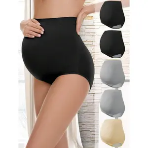 5pcs Maternity Solid Color High Waist Comfortable Soft Panties For Mother