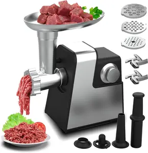 Electric Meat , 2800W Max Sausage Stuffer,Stainless Steel Meat Mincer With 2 , 3 Plates, Sausage Tube And Kubbe Kit For Home Kitchen Use