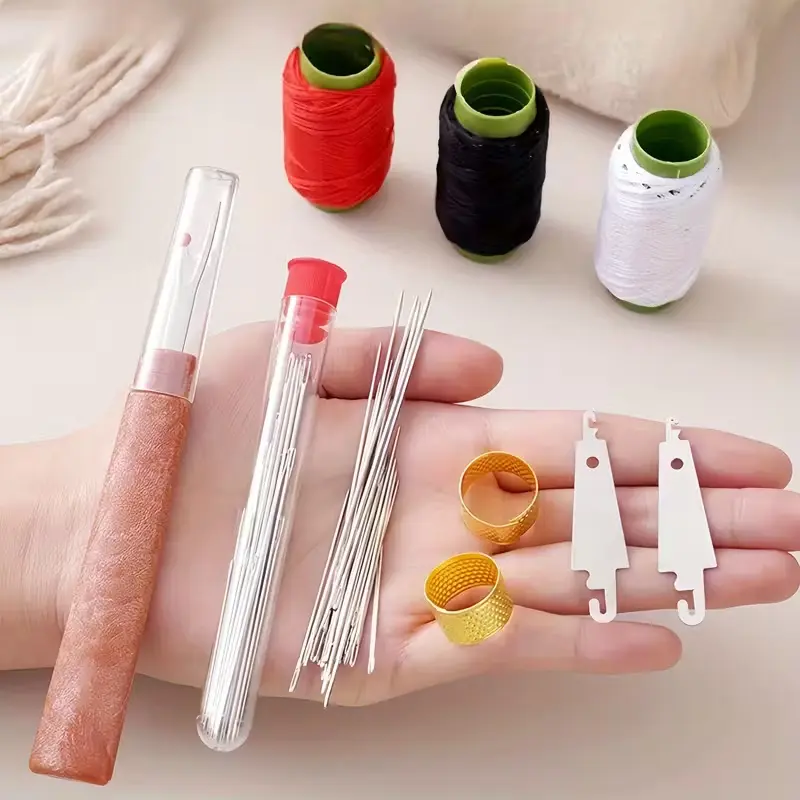 34-Piece Hand Sewing Needle Kit, Sewing Tool Kit with Storage Case, Includes Large Eye Needles, Threaders, Blunt Needles, Scissors, Perfect for DIY Projects