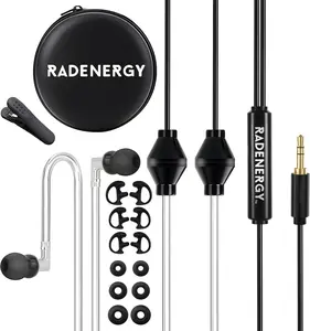 Airtube Headphones, EMF Free Earbuds, Air Tube Headphones with Zipper Bags, 3D Sound, Microphone Volume Control, for Work Meetings, Sleep, Gym, High Audio Quality 3.5mm Jack