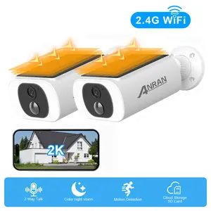 ANRAN 3MP Solar Camera Wireless Outdoor-2.4Ghz WiFi Security Camera,Color Night Vision,IP65 Waterproof,PIR Human Detection,2-Way Talk,Work with Alexa
