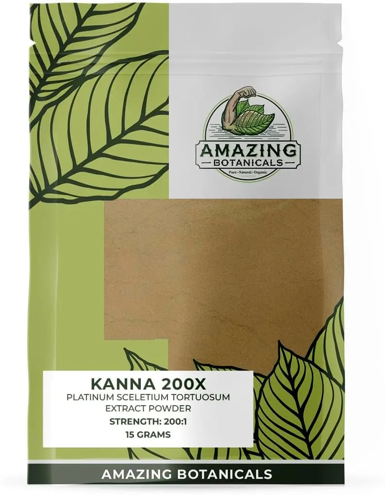 Amazing Botanicals Kanna Powder Supplement - Premium Sceletium Tortuosum Natural Extract, 15g Edible, Vegan, Non-GMO, Brain Health Healthcare Dietary Wellness Vitamin Supplement