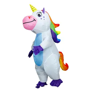 Unicorn Inflatable cartoon costume for children's holiday performances and parent-child activities. Adult size, suitable for 155-190cm. Includes fan and battery box (batteries not included). Cosplay, Halloween prop, party funny Festival Costume.