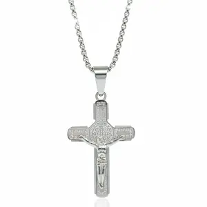 DBV Saint Benedict Cross Necklace 20 Inches Premium Stainless Steel Fade Resistant Water Safe Durable Meaningful Accessory