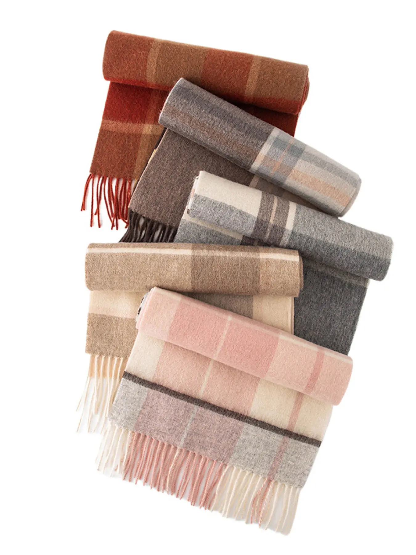 Women's 100% Wool Winter Scarf - Soft Plaid Elegant Warm Versatile Scarf Shawl for Outdoor Casual & Formal Occasions, Fringed Edges