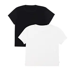 Hanes T-Shirt, 2-Pack, Comfywear SuperSoft Rib Cropped Baby Doll T-Shirt, Loungewear Pack