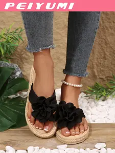 Women's PU Leather Sandals, Thick Sole Soft Bottom Anti-Slip Outdoor Wear, Versatile Home Vacation Sweet Style Shoes